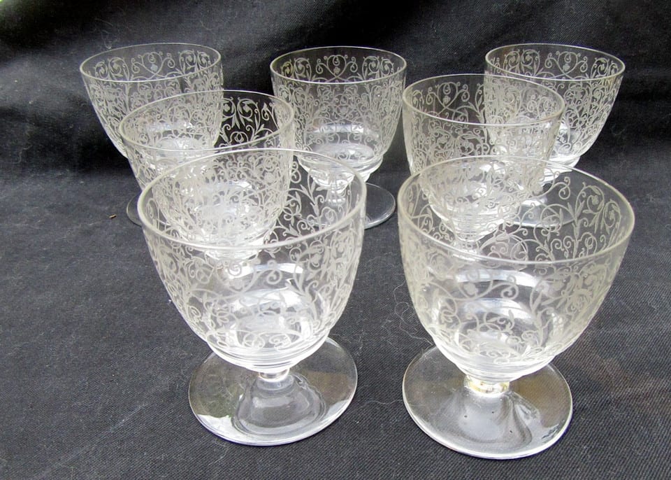verres anciens baccarat modèle lulli art déco- lot de 7- verres à porto