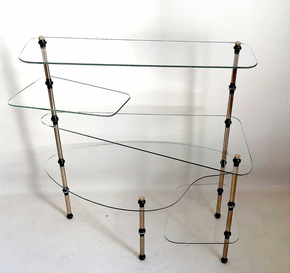 Étagère vitrée sur pied Années 50 Largeur 82 cm