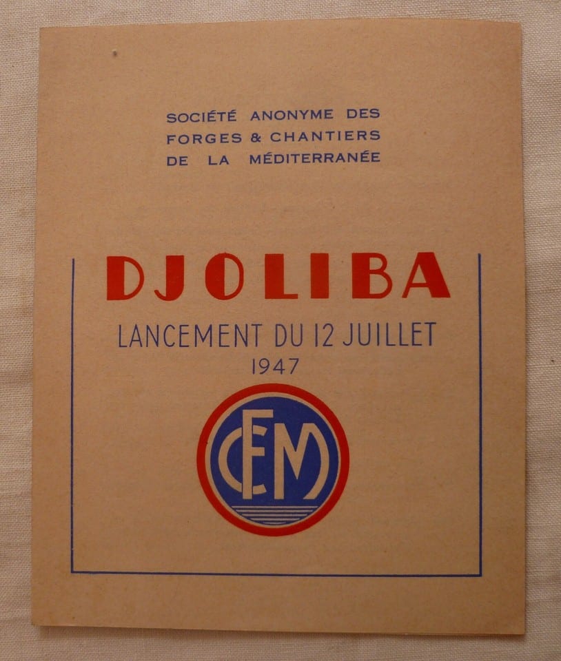 Carte Lancement bateau DJOLIBA FCM 1947 Forges Chantiers Méditerranée La Seyne