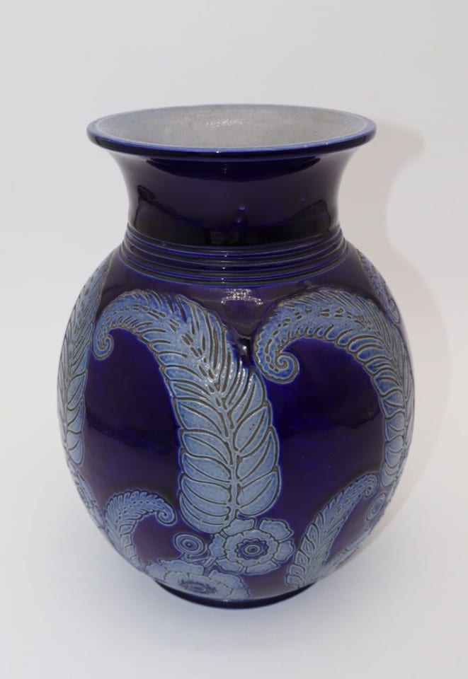 Vase en grès de Betschdorf – Bleu cobalt – Décor floral — Foto 7