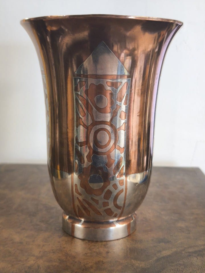 Luc Lanel Vase Art Deco Dinanderie Pour Christofle 1930 Ancien Vintage