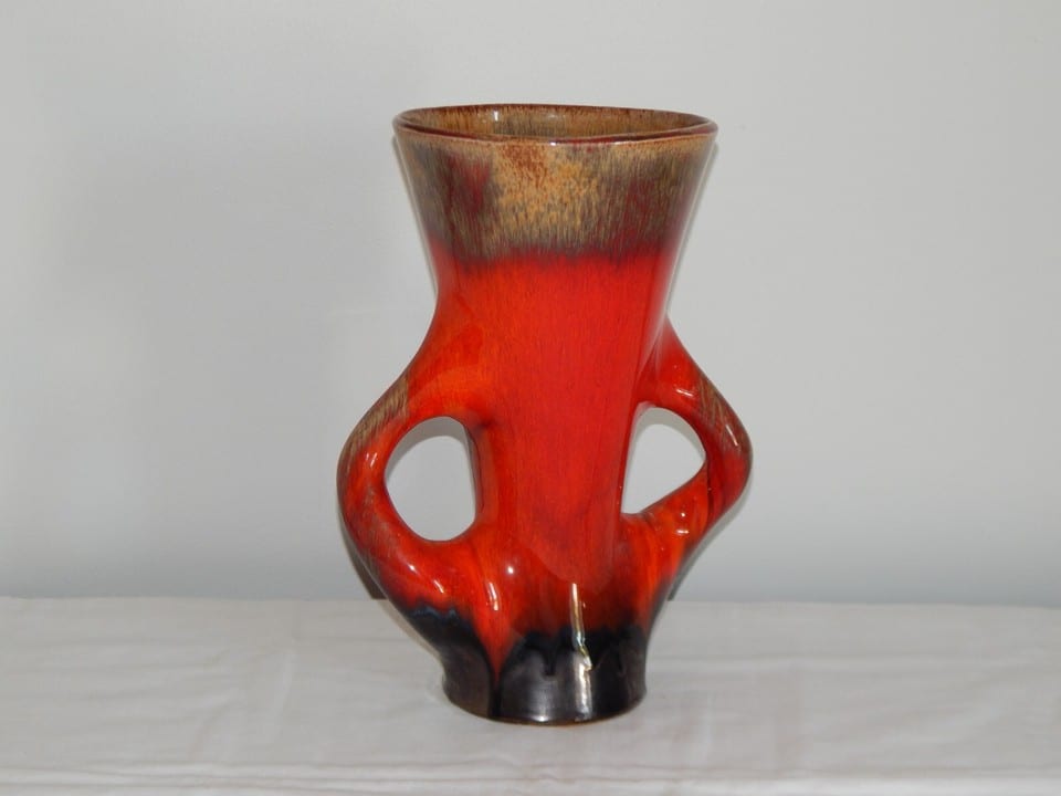 ANCIENNE VASE en Céramique Vallauris de Forme Libre à 2 ANSES Signé