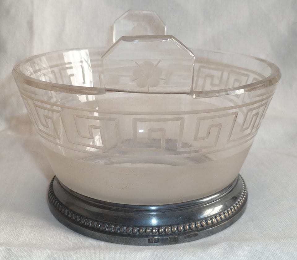 Petite coupe CHRISTOFLE verre ou cristal gravé métal argenté ancien France — photo 4