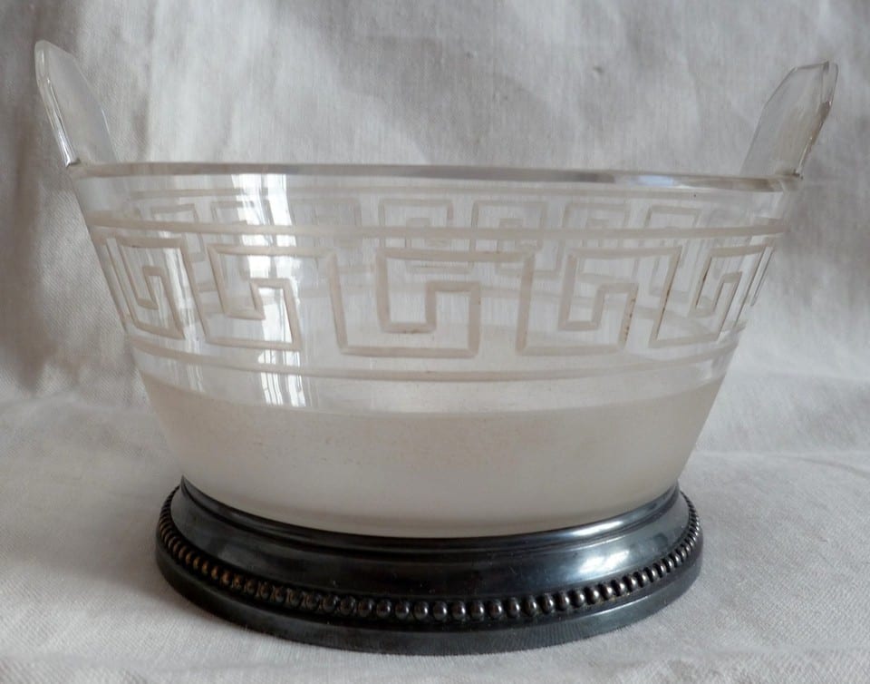 Petite coupe CHRISTOFLE verre ou cristal gravé métal argenté ancien France — photo 2