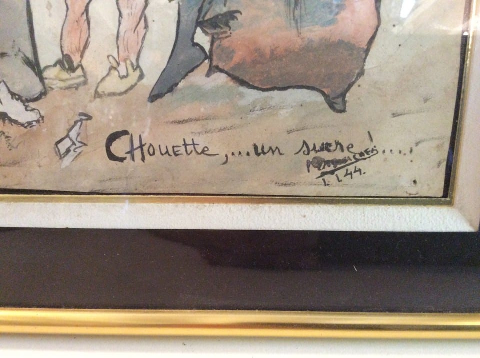 tableau avec aquarelle scene de rue avec enfants  vers année 50 — photo 3