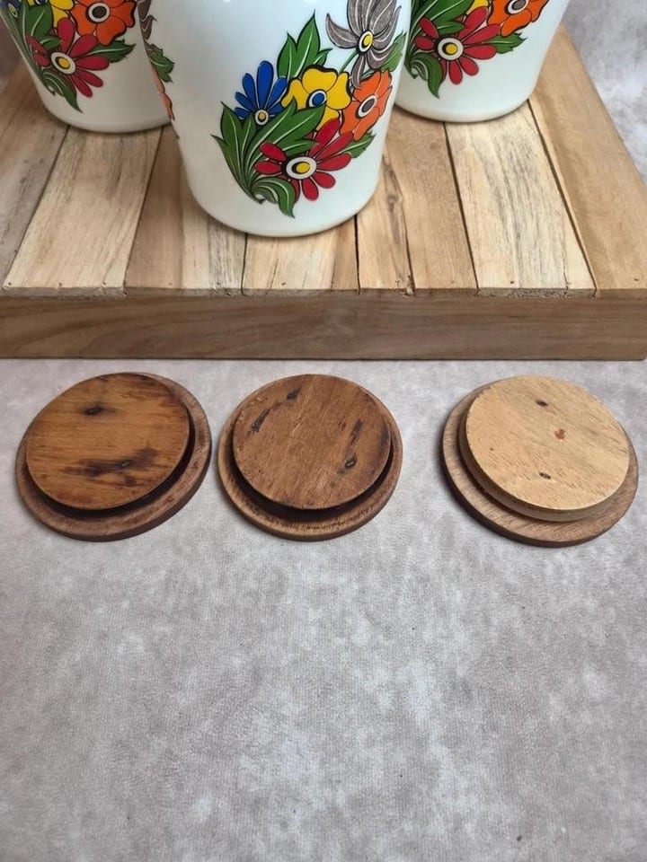 Lot de 3 pots à provisions vintage Brf – Café, Farine et Sucre – verre opalin — photo 4