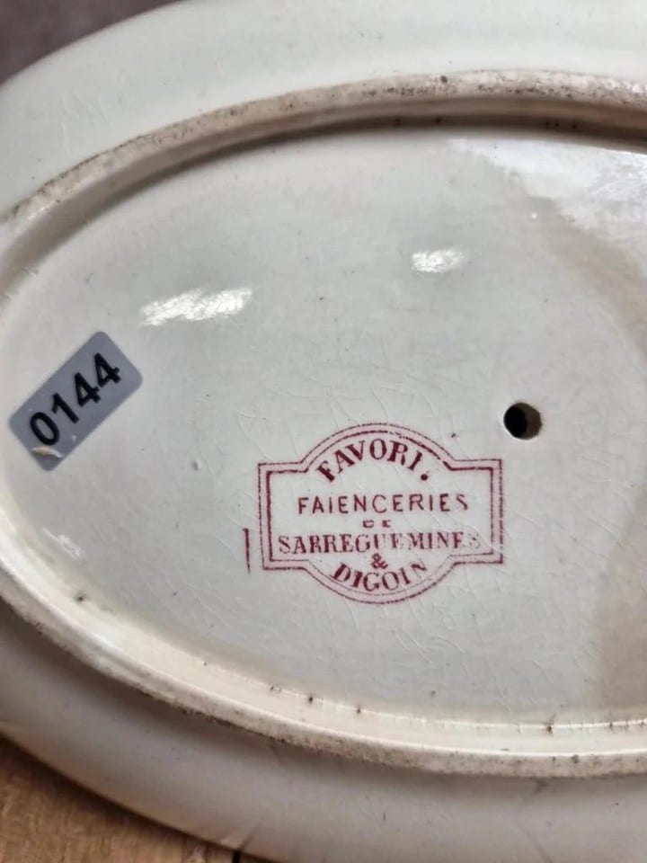 Saucière terre de fer Sarreguemines & Digoin Favori rose oiseaux ancienne — photo 8