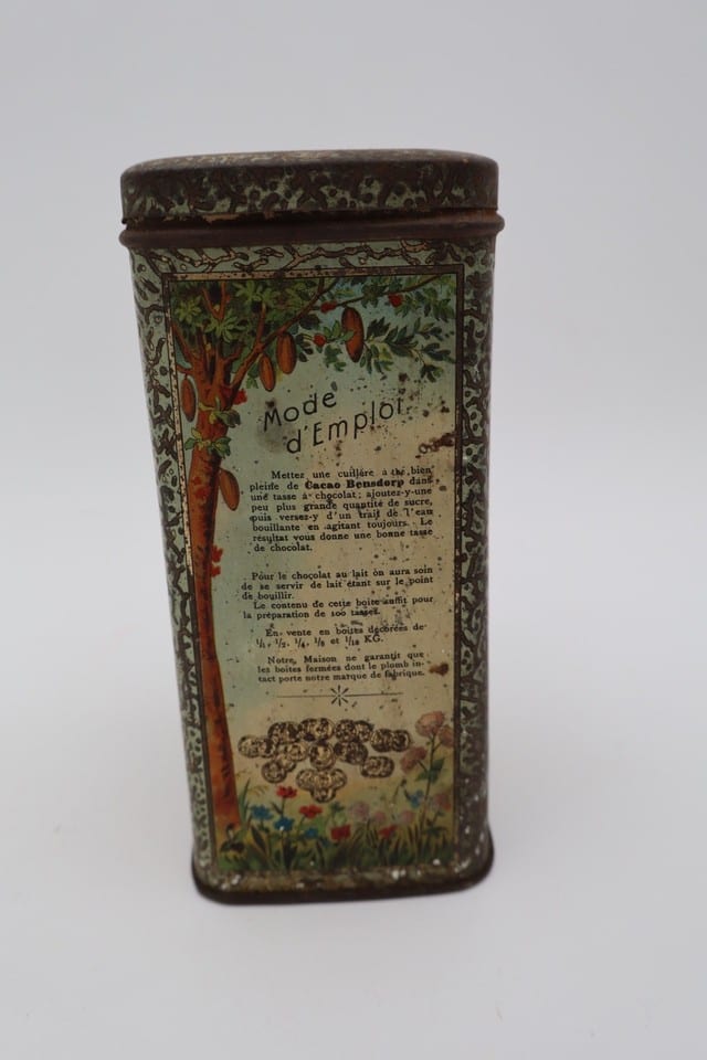 Ancienne boîte en tôle lithographiée Cacao Pur Hollandais Bensdorp Amsterdam — photo 5