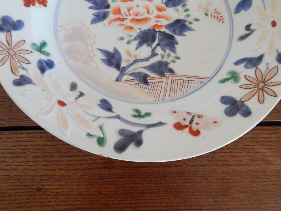 SUPERBE ANCIENNE Assiette ASIE en Porcelaine à Décor FLORAL Papillons — photo 7