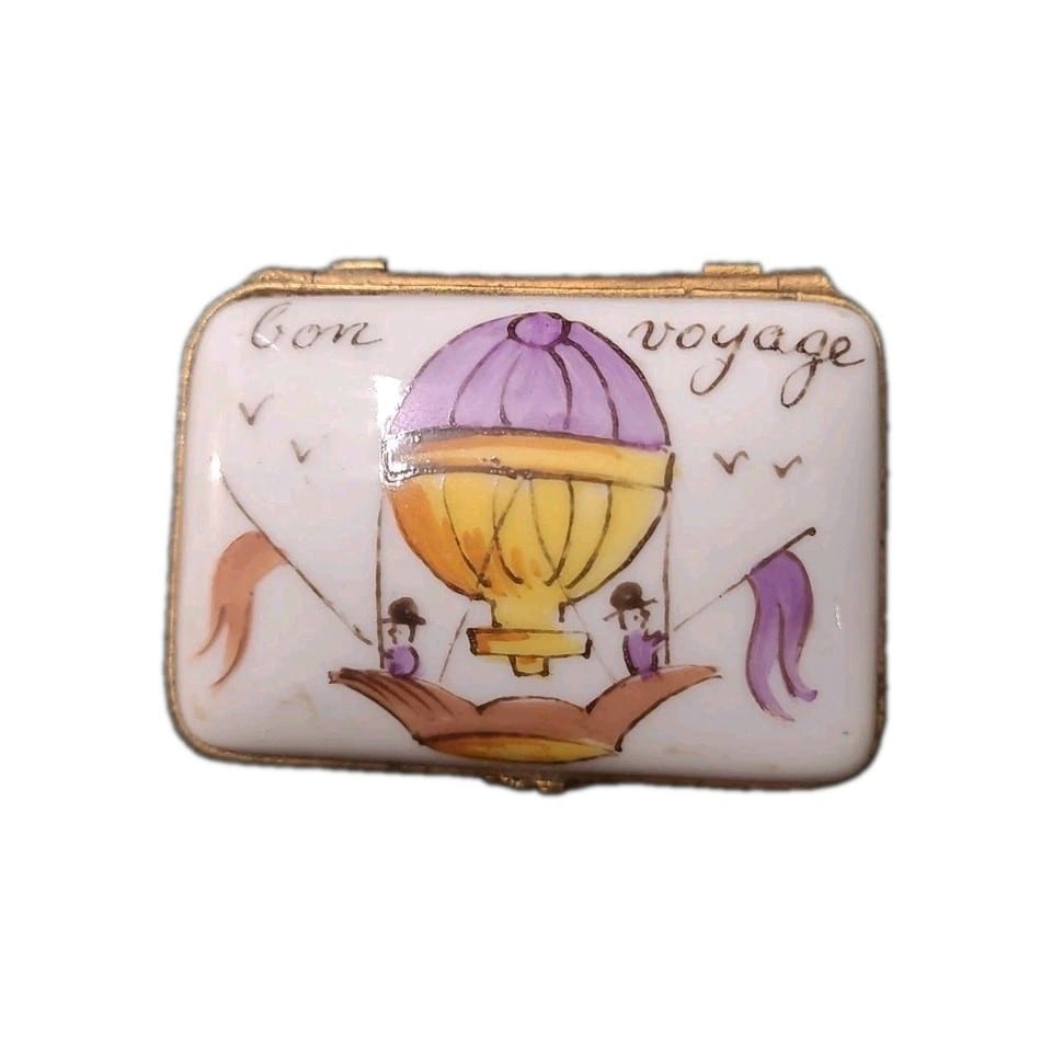 Boite a pilules de poche ancienne de collection  theme mongolfière  début 20ème — photo 2