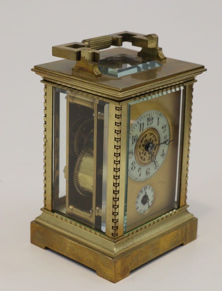 Pendulette d’officier ancienne pendule de voyage laiton cadran émaillé réveil — photo 8