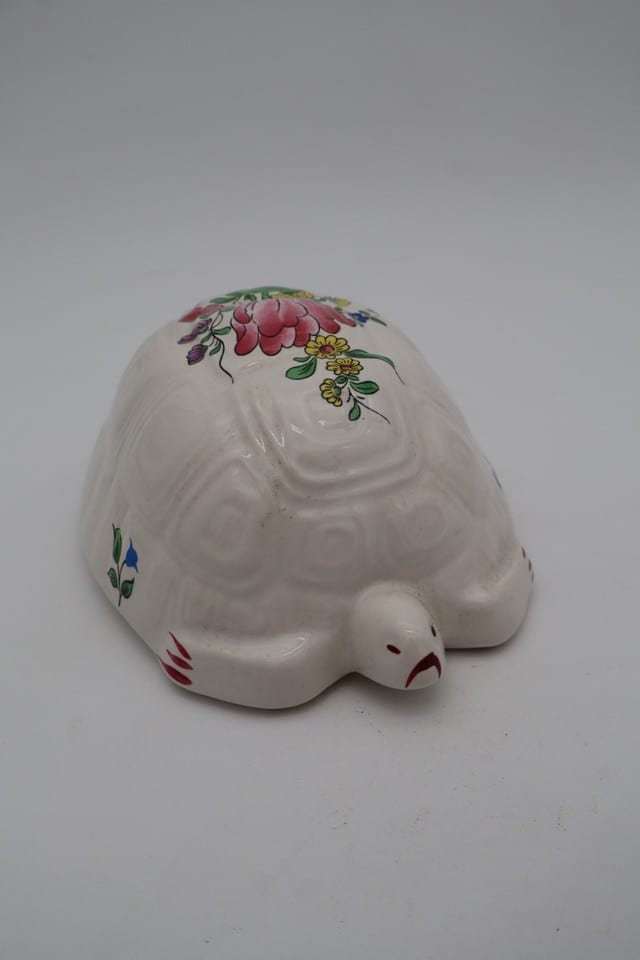 Tortue en céramique Lunéville France – décor floral — Foto 6