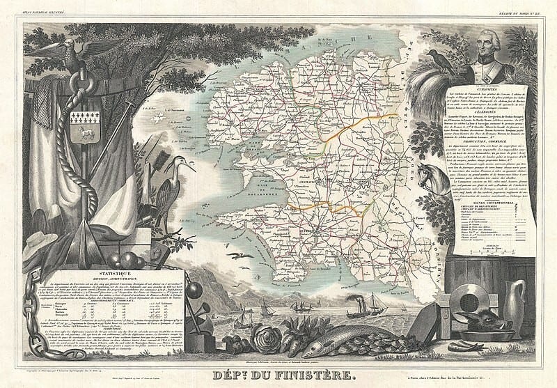 Gravure illustration réhaussée couleurs 86 départements et possessions de la — photo 5