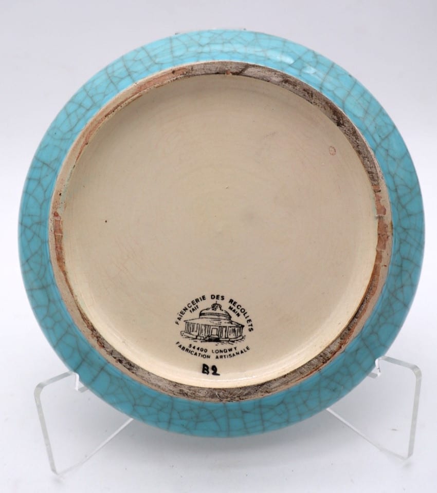 coupelle faïence émaux Longwy Récollets blason Lemgo Allemagne bleu turquoise — foto 4