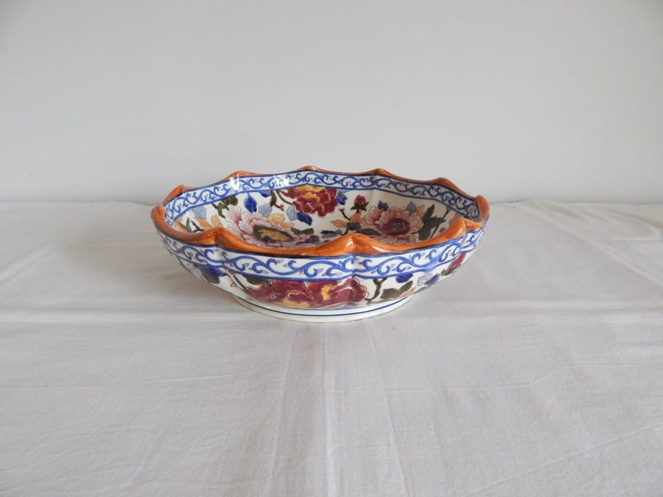 ANCIEN Plat Saladier en Faïence de GIEN à Décor PIVOINE Signé — photo 2