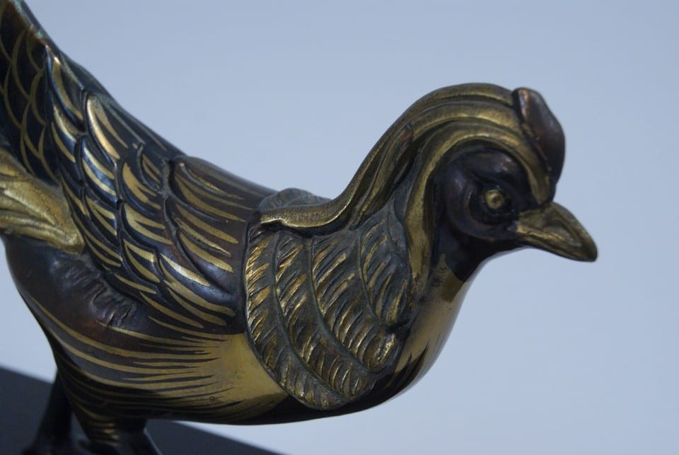 Régule patine bronze animalier faisant style Art Déco pheasant bird spelter — foto 3