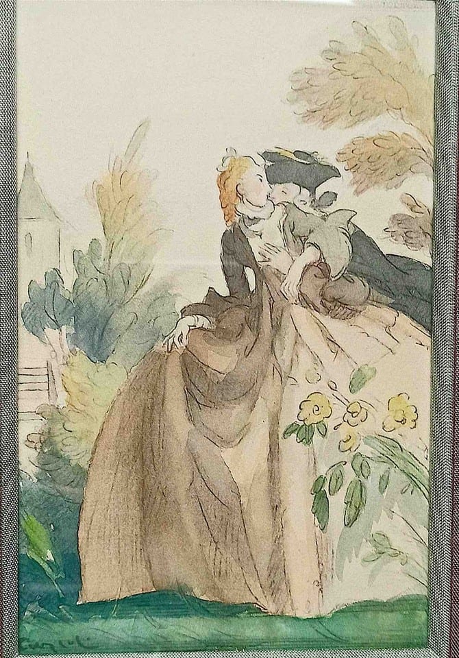 Paire d'aquarelle et gouache originales de Ferdinand Fargeot 1946 — photo 4