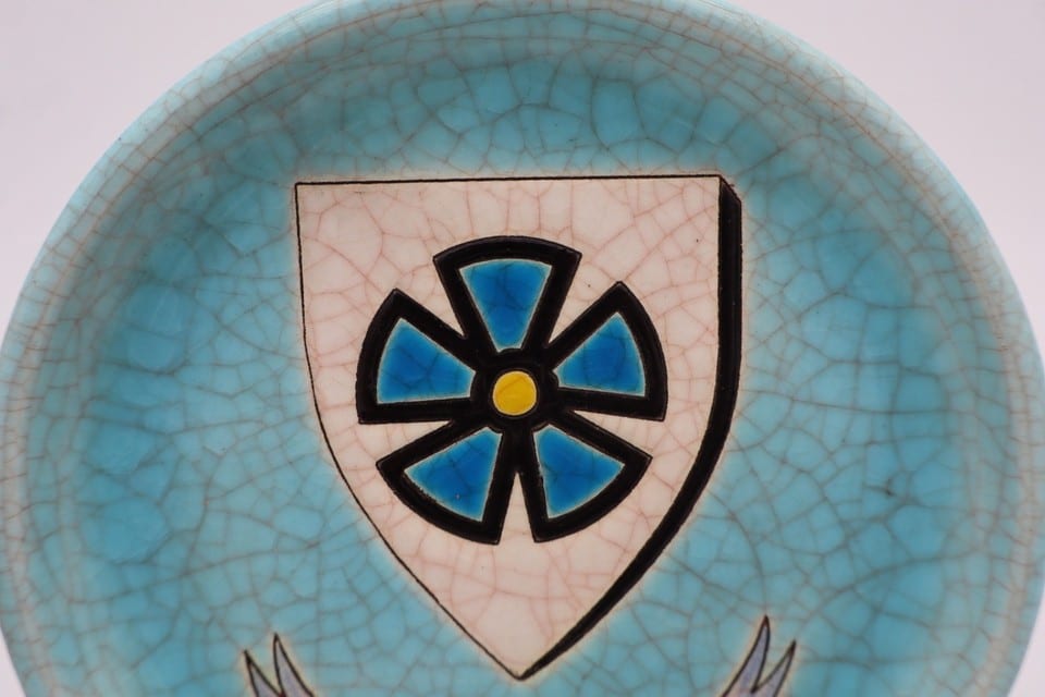 coupelle faïence émaux Longwy Récollets blason Lemgo Allemagne bleu turquoise — foto 3