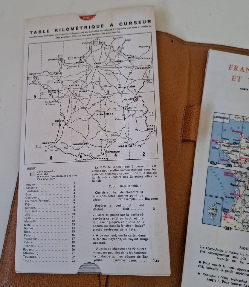 Ensemble FOLDEX Carte FRANCE routière et touristique + Table kilométrique 1960 — foto 2