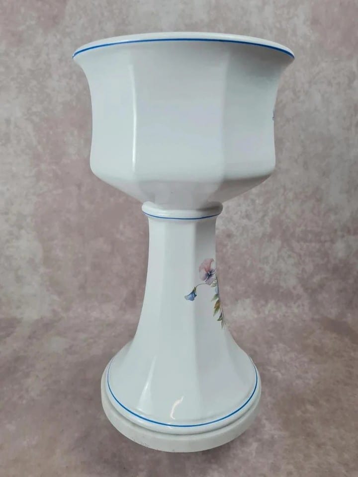 Cache-pot sur pied en porcelaine fleurie Vintage années 70 — foto 5