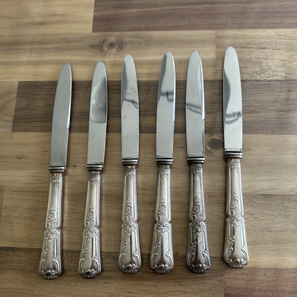 Lot 6 Couteaux Métal Argenté
