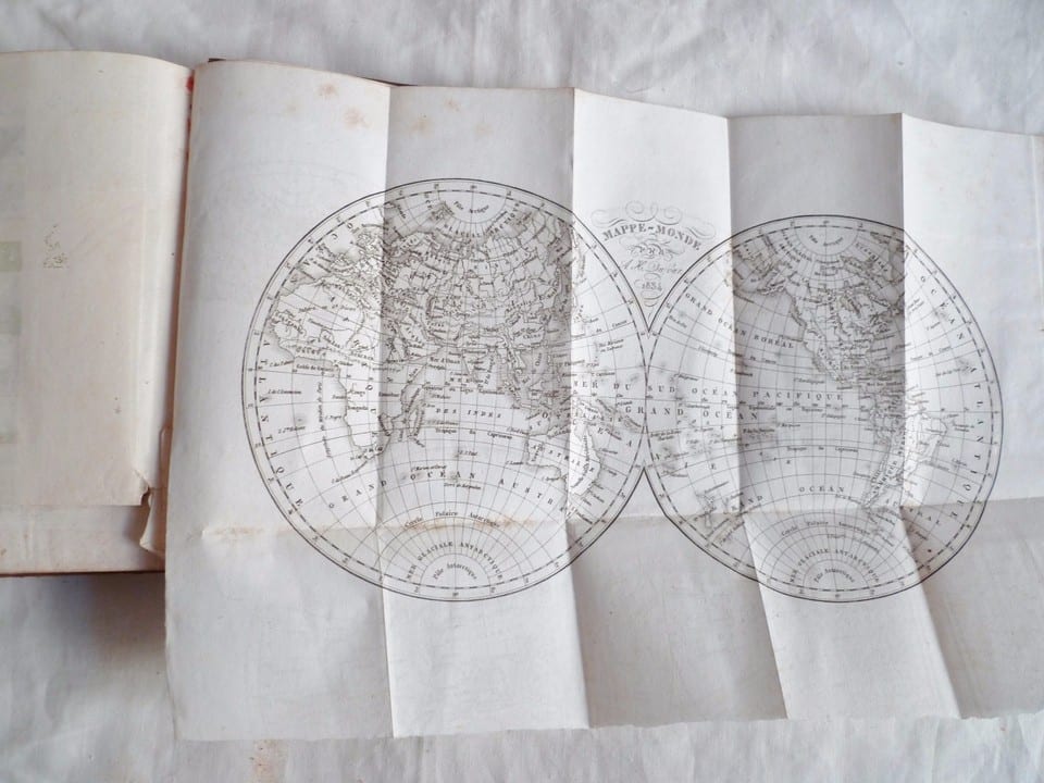 DICTIONNAIRE GEOGRAPHIQUE PORTATIF DE VOSGIEN 1834 RELIURE CUIR 8 CARTES — photo 8
