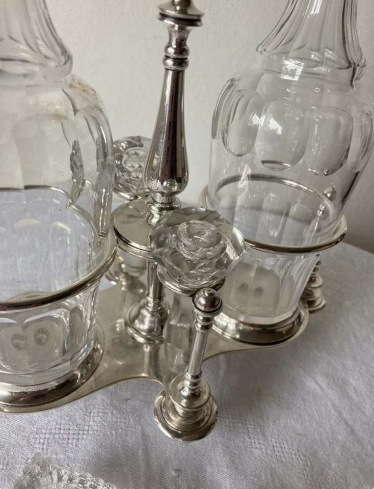 Serviteur en métal argenté et cristal, poinçons Christofle, fin XIXème — photo 4