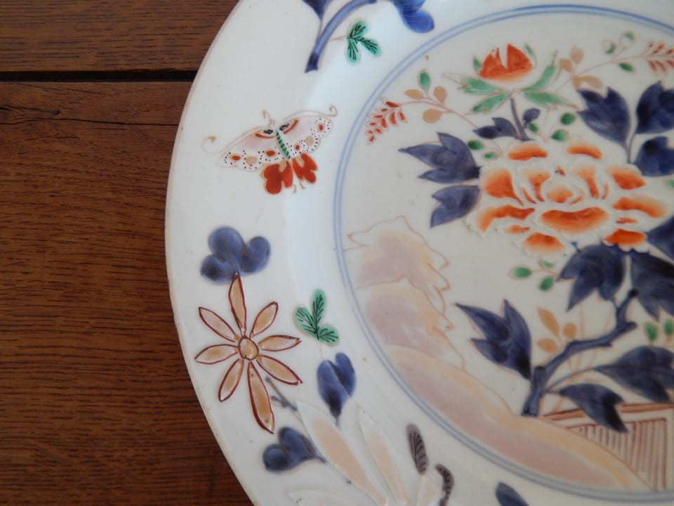 SUPERBE ANCIENNE Assiette ASIE en Porcelaine à Décor FLORAL Papillons — photo 5