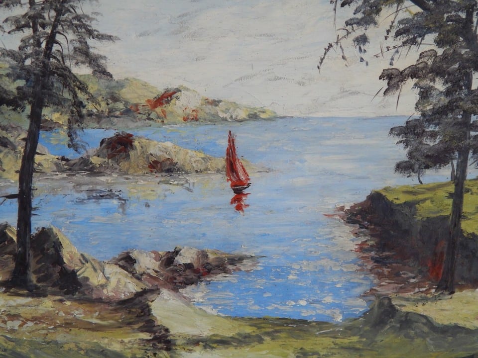ANCIEN TABLEAU Huile sur Panneau "  Marine Paysage Mer Bateau " Signé P.ARNAUD — photo 5