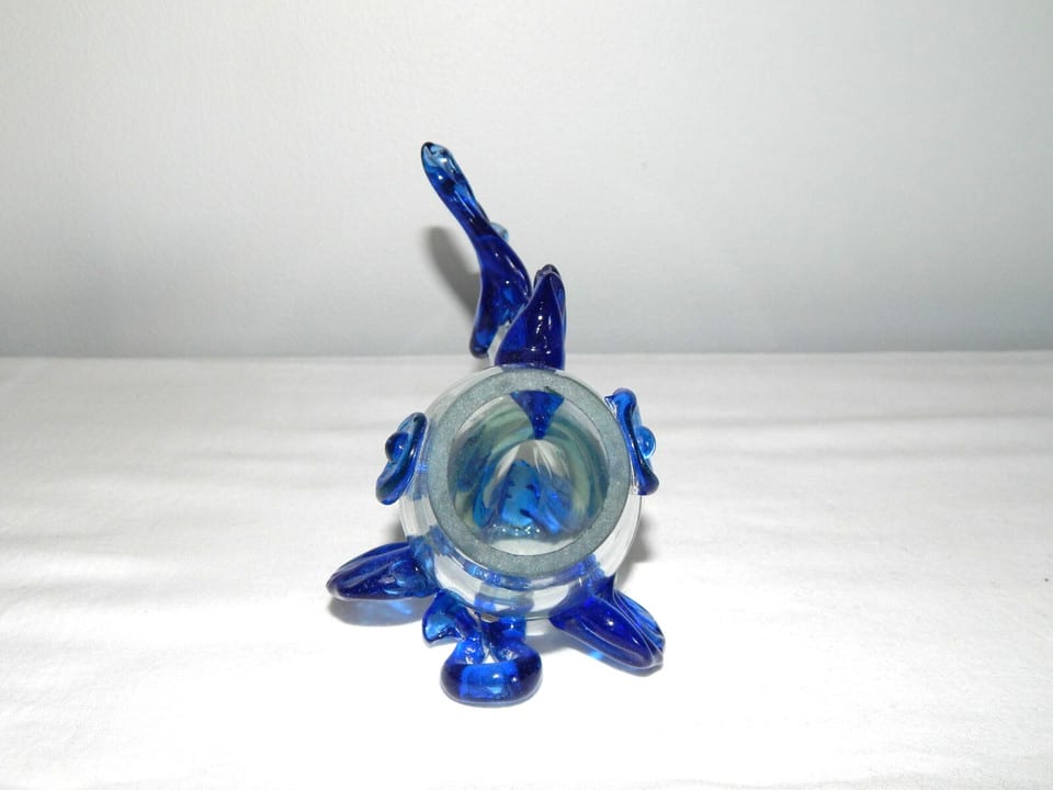 ANCIEN VASE Soliflore en VERRE Soufflé MURANO ? de Forme POISSON — photo 4