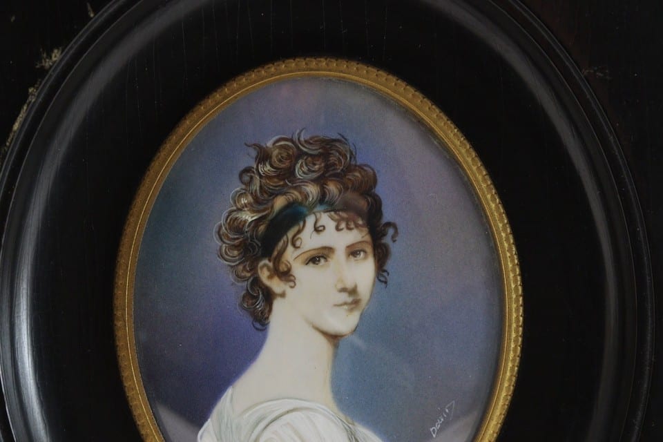 Peinture miniature XIXème portrait Mme Recamier Juliette d’après David — foto 3