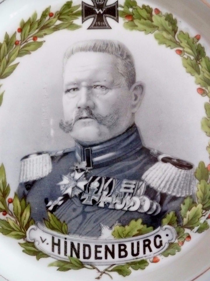 ASSIETTE ALLEMAGNE 1914/1918 WWI CROIX DE FER MARÉCHAL HINDENBURG PORCELAINE — photo 4