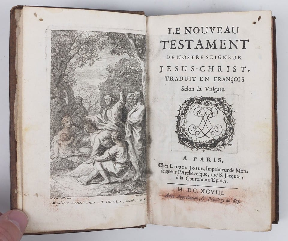 Livre ancien 1698 LE NOUVEAU TESTAMENT, Évangiles Jésuite Vulgate Louis Josse — photo 2
