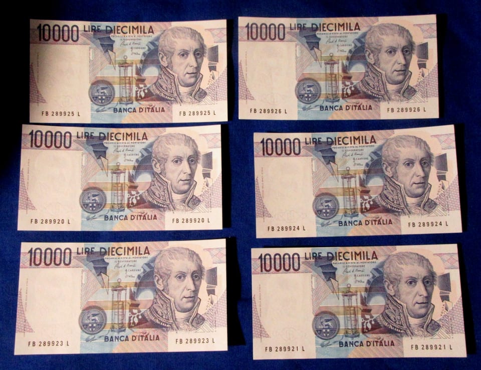 6 BILLETS  10000 LIRE DIECIMILA  1984 - ITALIE- ITALY- ITALIA