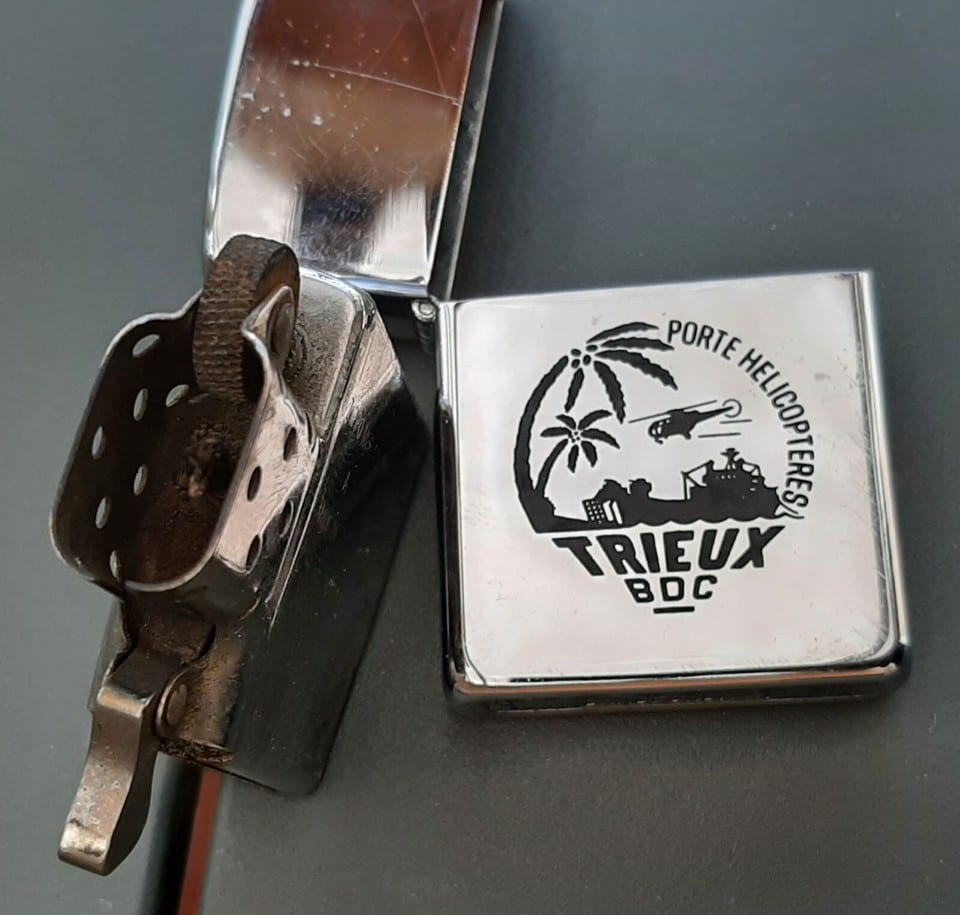 1987 BRIQUET ZIPPO BDC TRIEUX CEP Mururoa Tahiti Porte Hélicoptères ORIGINAL — photo 7