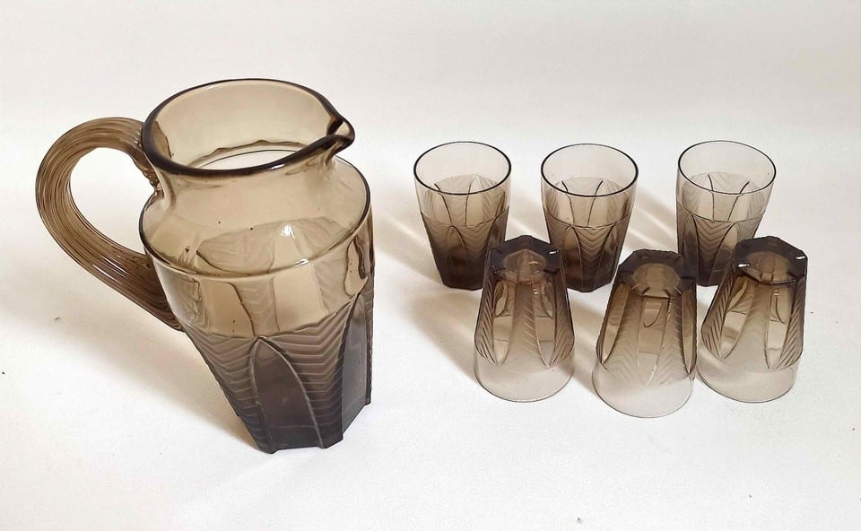 Service à orangeade ou limonade Pichet + 6 verres Art Déco — photo 3