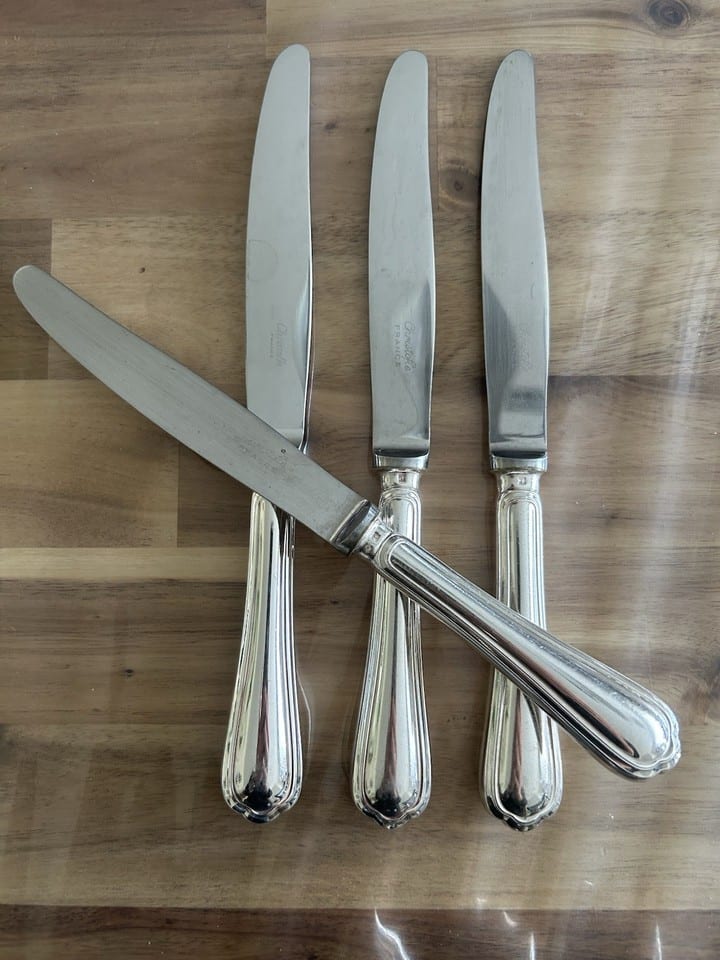 4 couteau de table CHRISTOFLE modèle SPATOURS métal argenté Couvert 24,5 cm