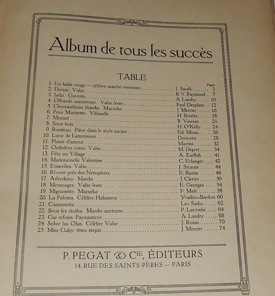 L'ALBUM des SUCCES 25 MORCEAUX CHOISIS pour piano des auteurs en vogue - P PEGAT — foto 2