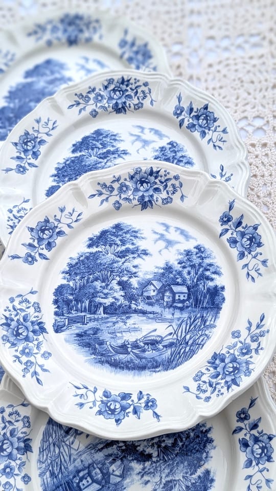 Six assiettes plates Sarreguemines modèle Romantic - style campagne chic — photo 5