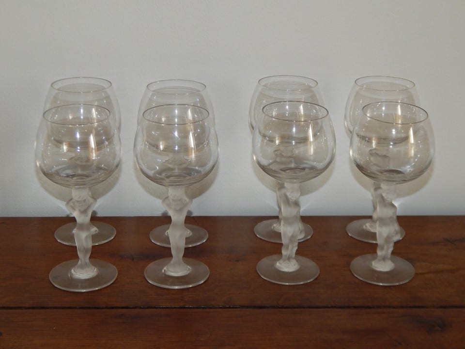 8 SUPERBE ANCIEN Verres à VIN en CRISTAL de BAYEL Bacchus Vénus — photo 4
