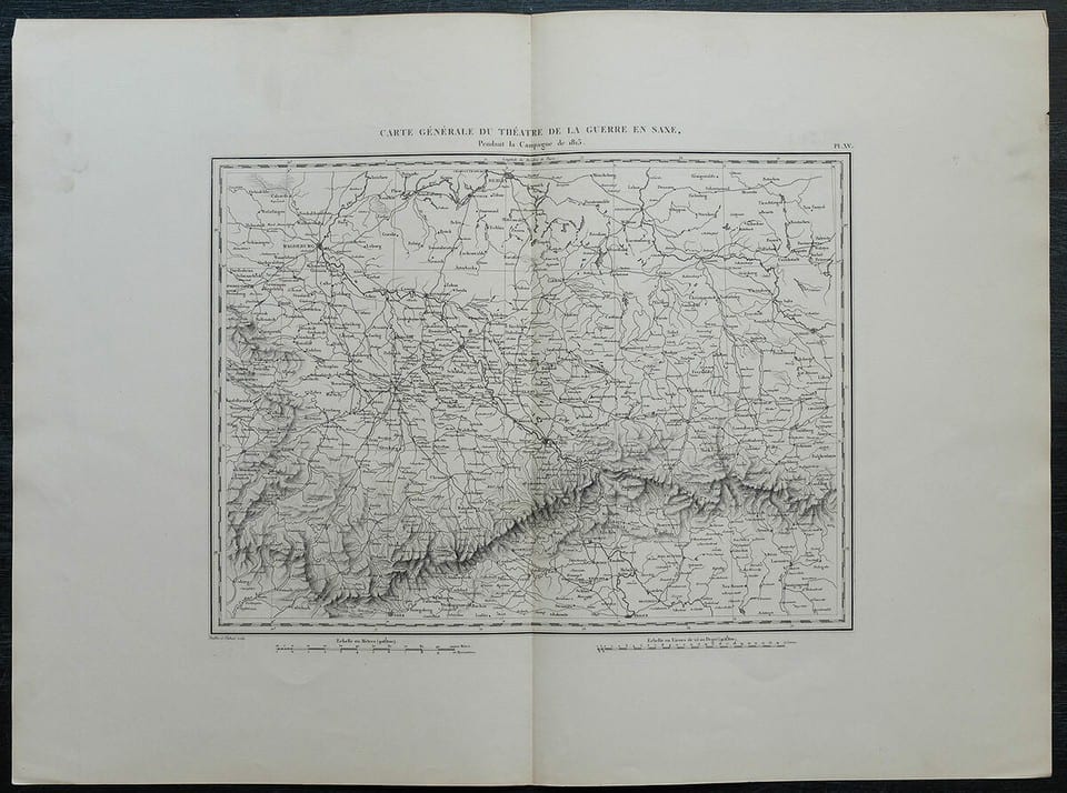 Carte militaire GOUVION ST-CYR 1836 GUERRE EN SAXE Magdeburg Leipzig Dresde 15