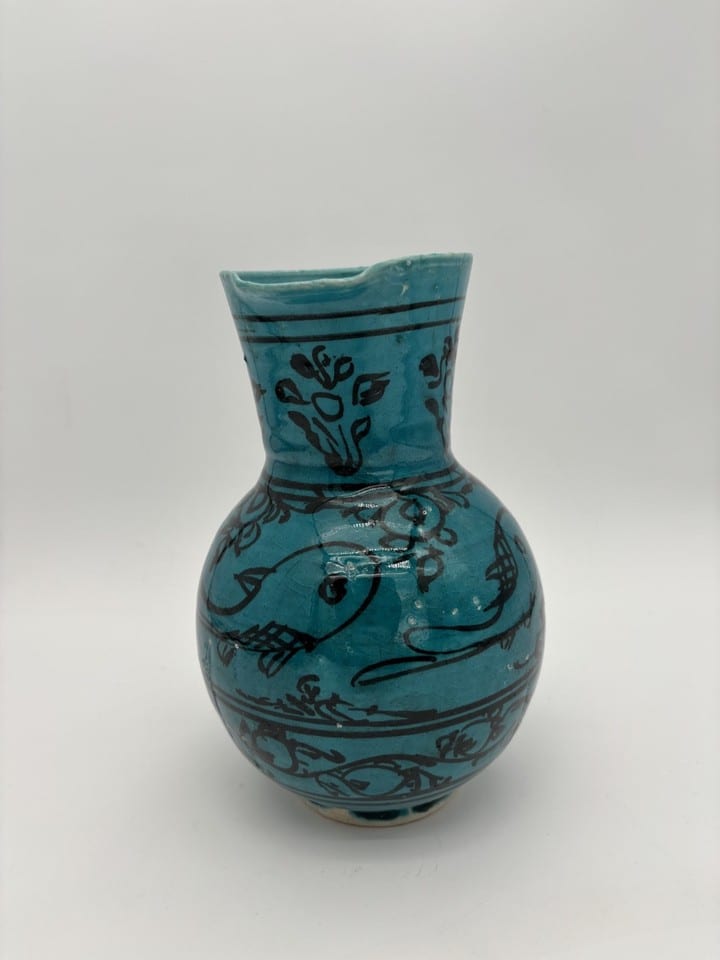 Pichet en faïence émaillée turquoise — photo 4