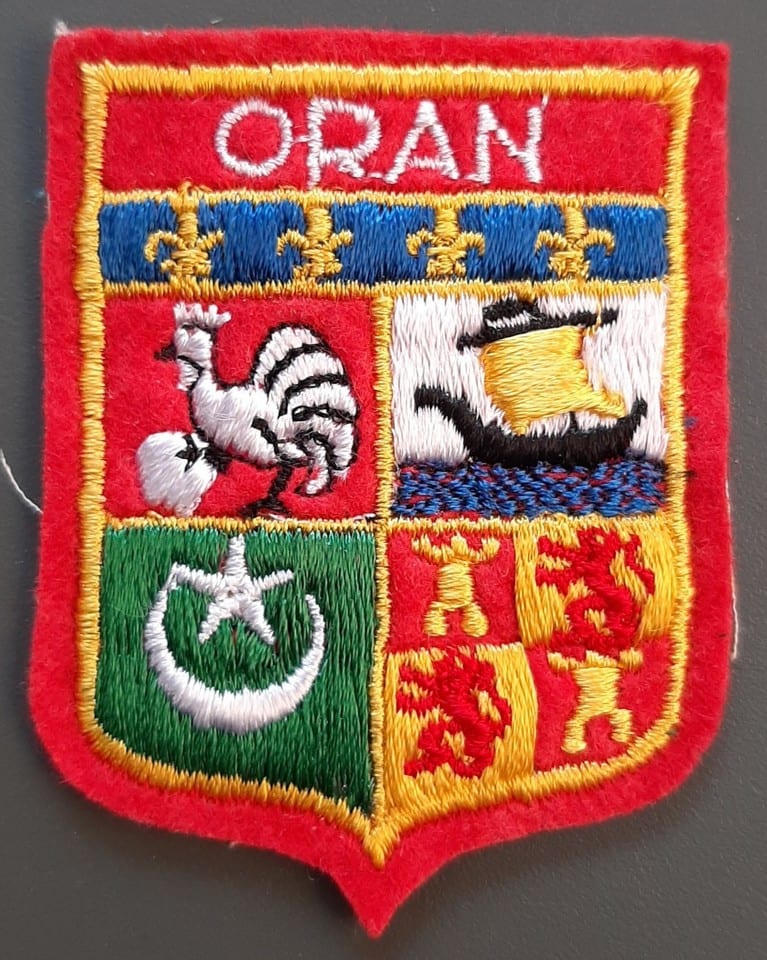 Écusson ancien ORAN Algérie Française brodé Blason ville tissu ORIGINAL 1950/60