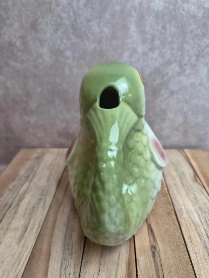 Pichet poisson vintage en barbotine polychrome – Carafe zoomorphe — photo 4