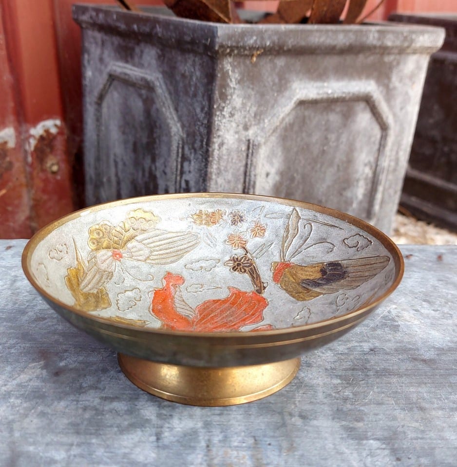 Coupelle cloisonnée émaillée décor fleurs et oiseaux — foto 2