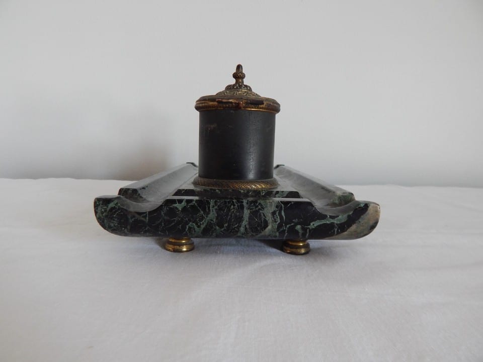 ANCIEN Grand ENCRIER en Marbre et Bronze époque Napoléon III — photo 5