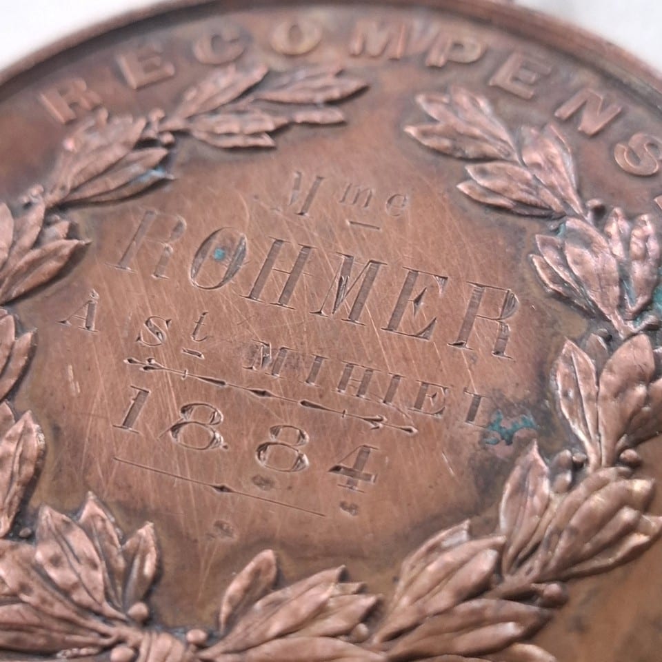 Médaille RECOMPENSE FLEURS 1884 grand format  COMITE d’AGRICULTURE — photo 8