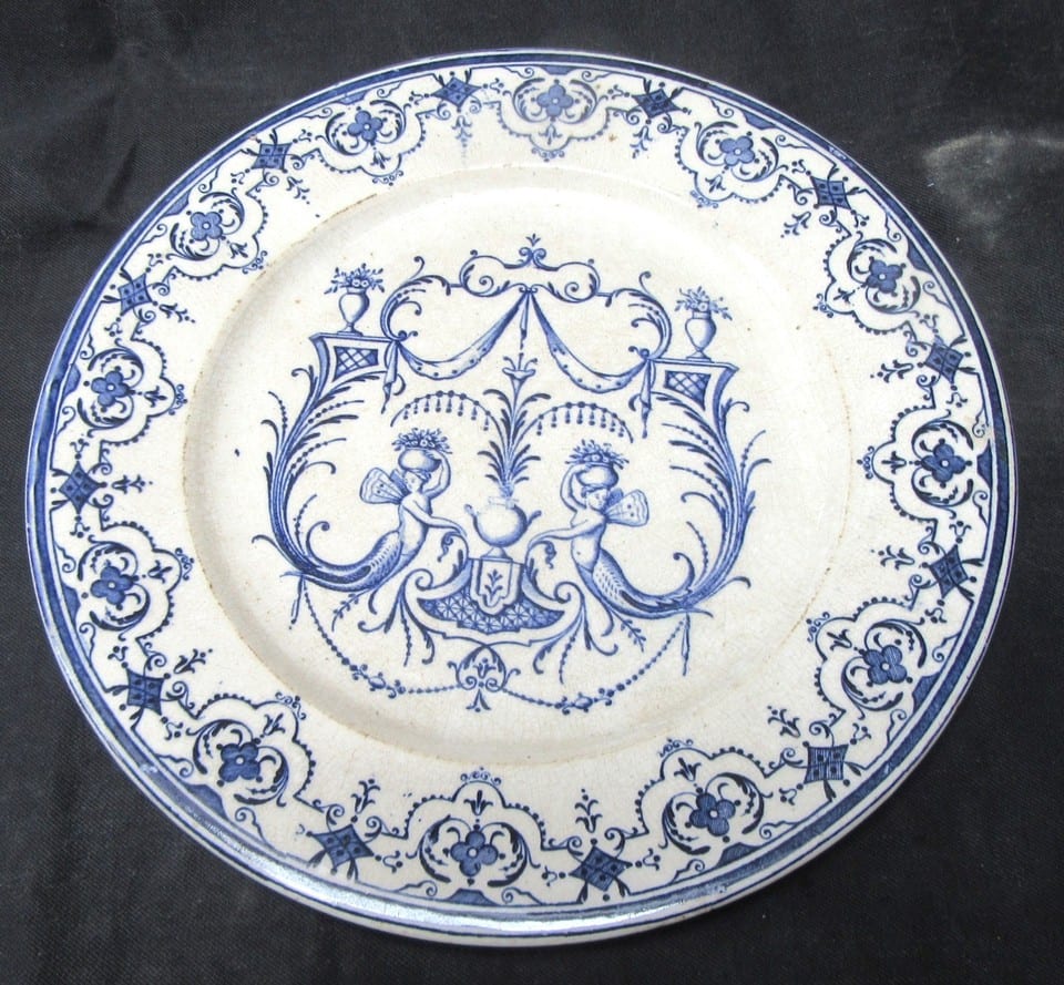 Assiette Ancienne Jules Vieillard Bordeaux JV & Cie Moustiers XIXe - 22 cm