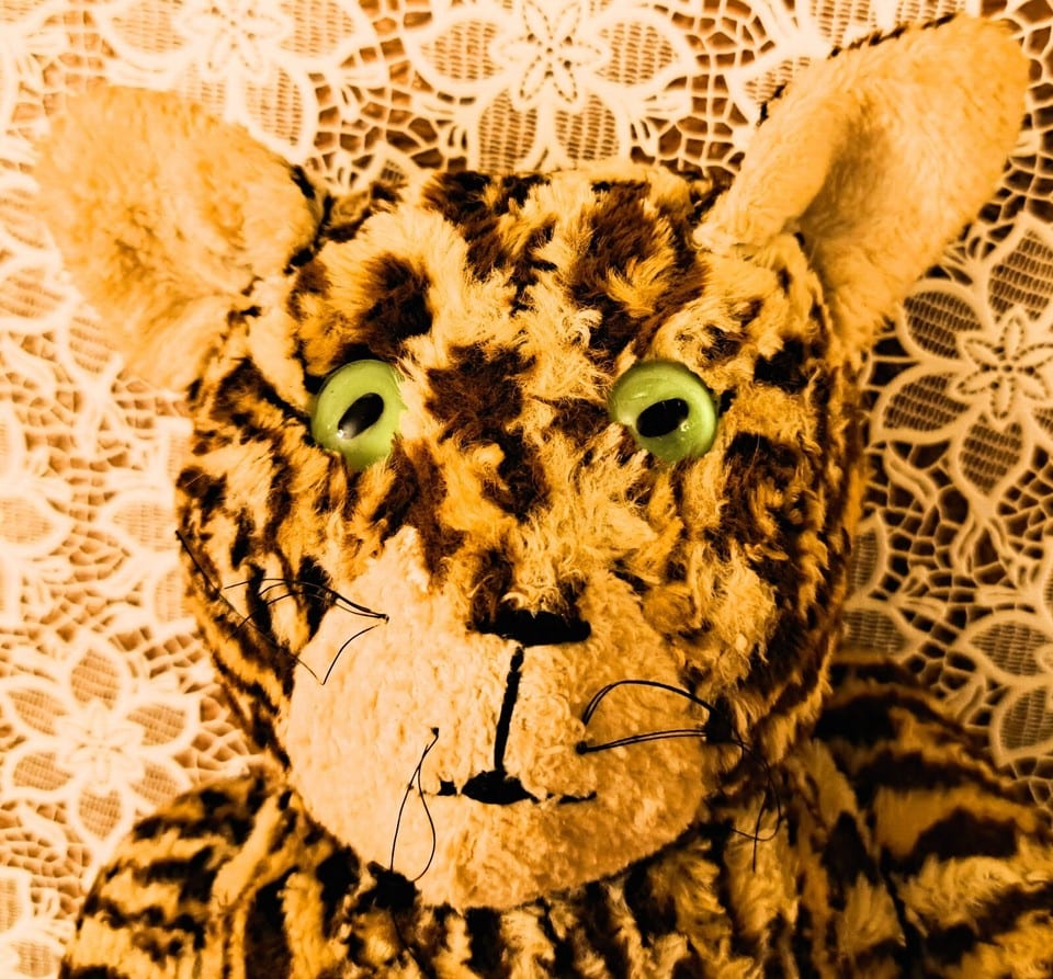 Peluche Léopard avec les  yeux de verre années 1920 ou 1930 haut 40 cm — photo 6