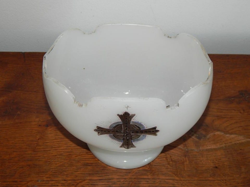 ANCIEN VASE D'AUTEL en OPALINE Savonneuse St Louis Baccarat ? époque CHARLES X — photo 7